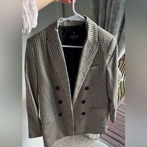 Stradivarius Black and White Checkered Blazer